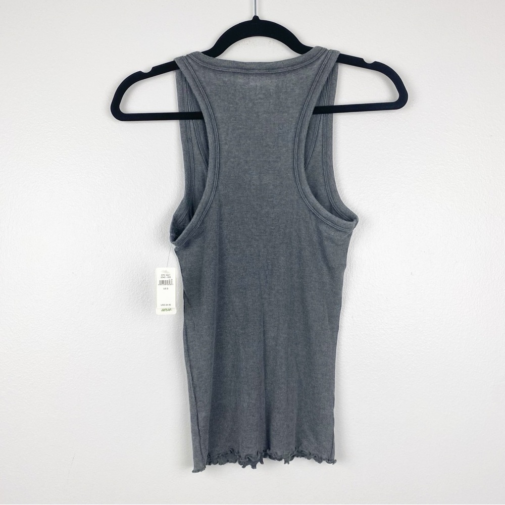 Aerie Offline Ribbed Henley Racerback Buttons Tank Top Gray Size S NWT - Picture 4 of 6